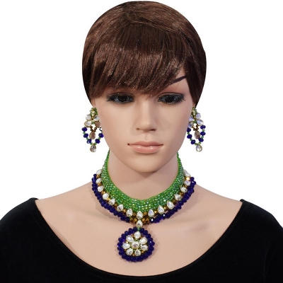 Blue & Green Crystal Beads Designer Necklace