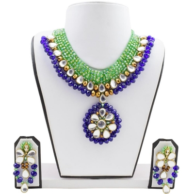Blue & Green Crystal Beads Designer Necklace