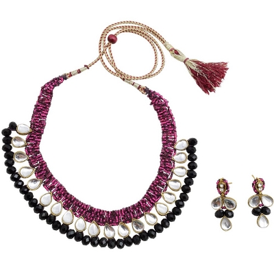 Pink Jeko Moti Handmade Designer Necklace