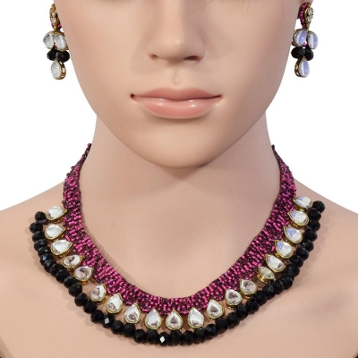 Pink Jeko Moti Handmade Designer Necklace