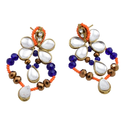 Blue & Orange Jeko Moti Designer Necklace