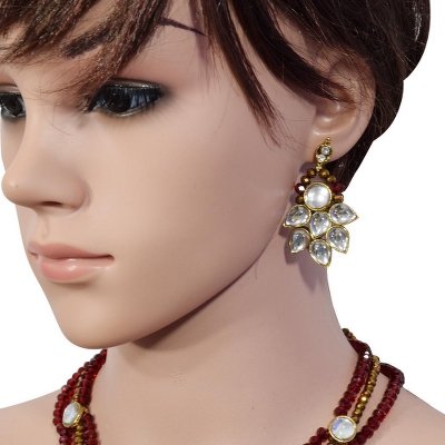 Red &amp; Golden Cyrstal Beads Designer Necklace