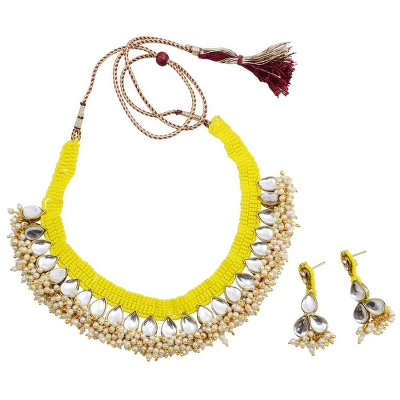 Yellow Jeko Moti Designer Necklace