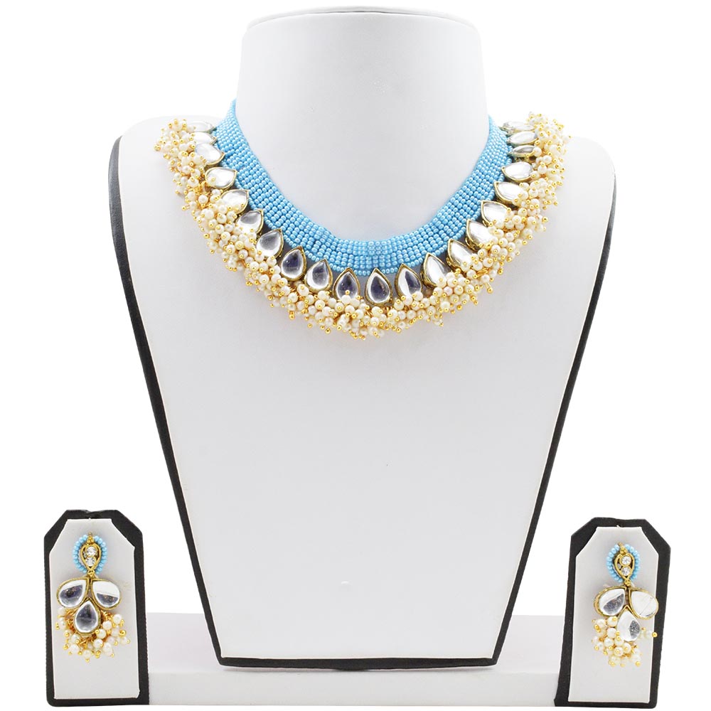 Sky Blue Jeko Moti Designer Necklace