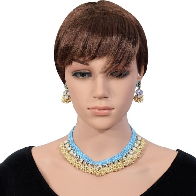 Sky Blue Jeko Moti Designer Necklace
