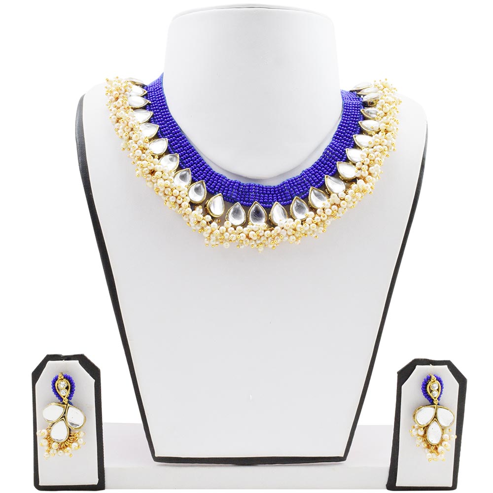 Blue Jeko Moti Designer Necklace