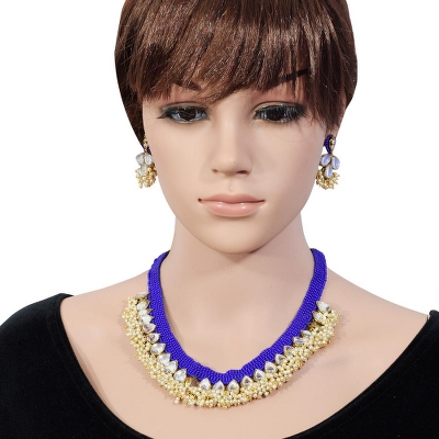 Blue Jeko Moti Designer Necklace