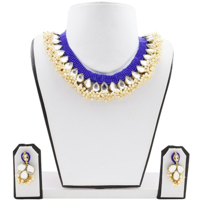 Blue Jeko Moti Designer Necklace