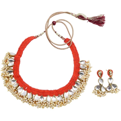 Red Jeko Moti Designer Necklace