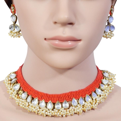 Red Jeko Moti Designer Necklace
