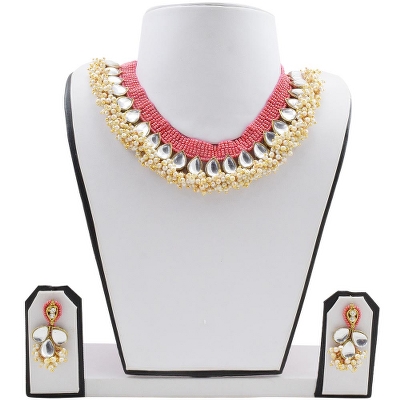 Rosy Pink Jeko Moti Designer Necklace