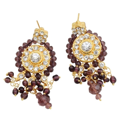 Brown Crystal Beads Golden Pendant Necklace