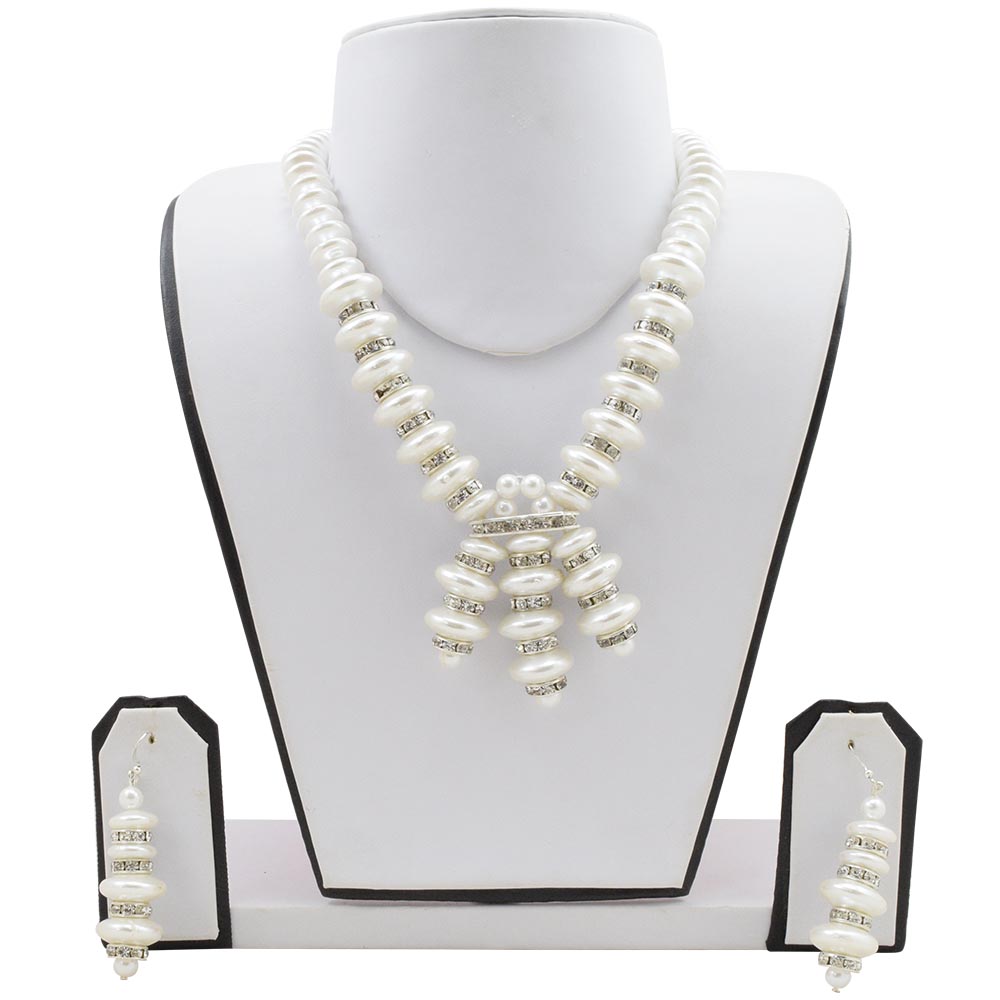 White Coin Beads Designer Handmade Necklace