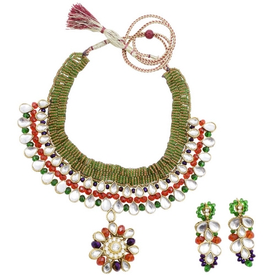 Multi Color Jeko Moti Designer Necklace