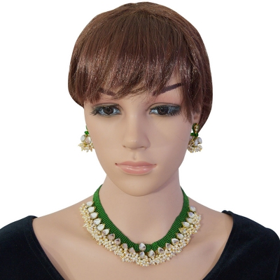 Green Jeko Moti Kundan Necklace