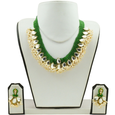 Green Jeko Moti Kundan Necklace