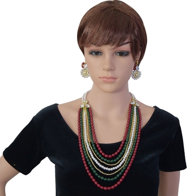Multi Strand Pearls & Beads Designer Necklace