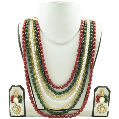 Multi Strand Pearls & Beads Designer Necklace