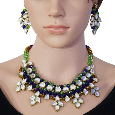 Crystal Beads Kundan Necklace