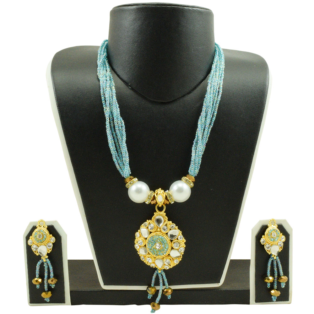 Sky Blue Jeko Moti Designer Necklace