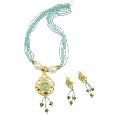 Sky Blue Jeko Moti Designer Necklace