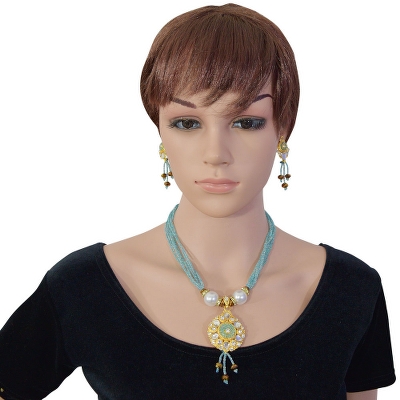 Sky Blue Jeko Moti Designer Necklace