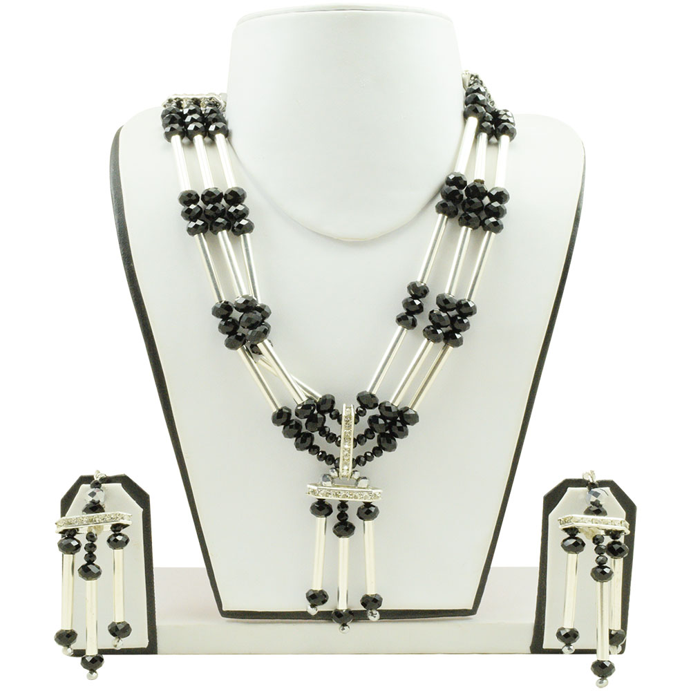Black Crystal Beads Designer Necklace