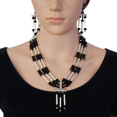 Black Crystal Beads Designer Necklace