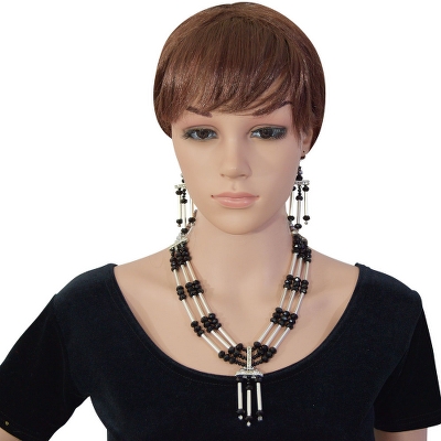 Black Crystal Beads Designer Necklace