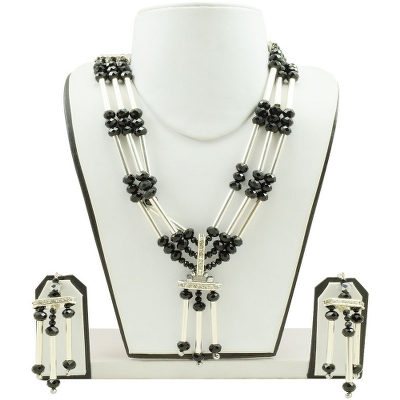 Black Crystal Beads Designer Necklace