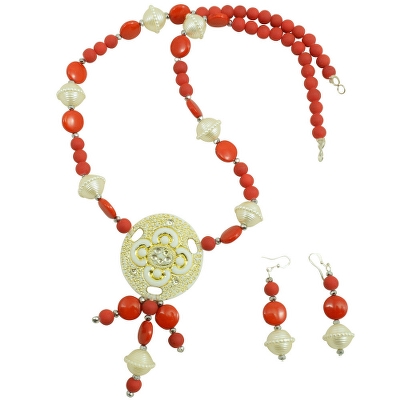 Orange Beads Designer Necklace