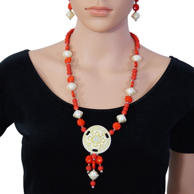 Orange Beads Designer Necklace