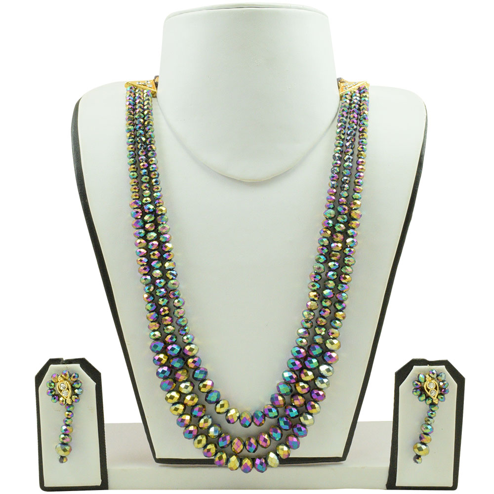 Crystal Beads Multi Strand Necklace