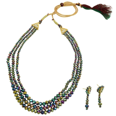 Crystal Beads Multi Strand Necklace