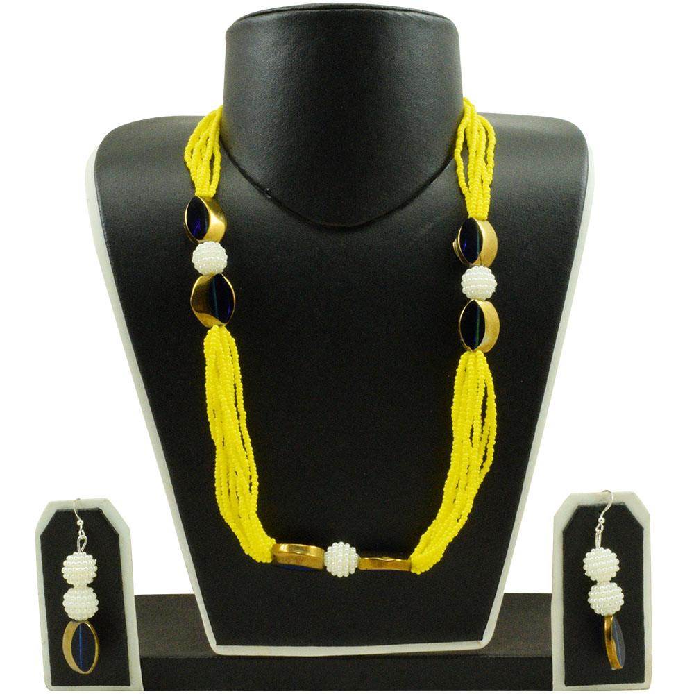 Yellow Jeko Moti Designer Necklace