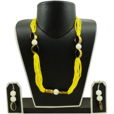 Yellow Jeko Moti Designer Necklace