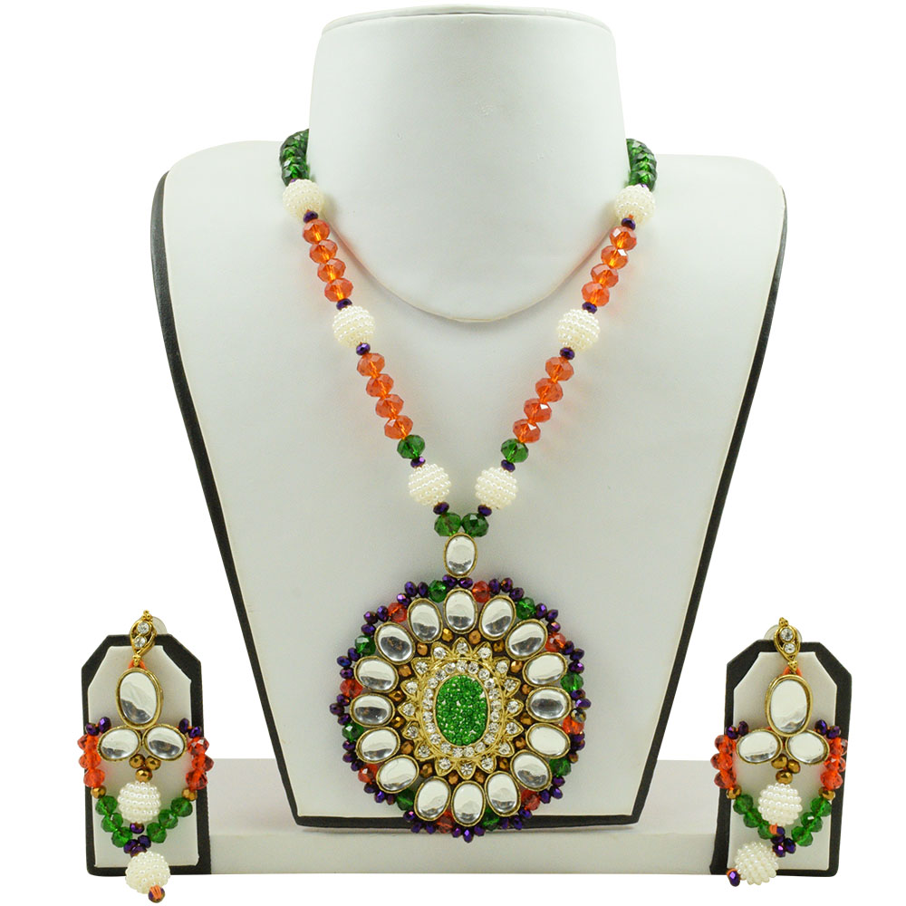 Multi Color Crystal Beads Kundan Necklace