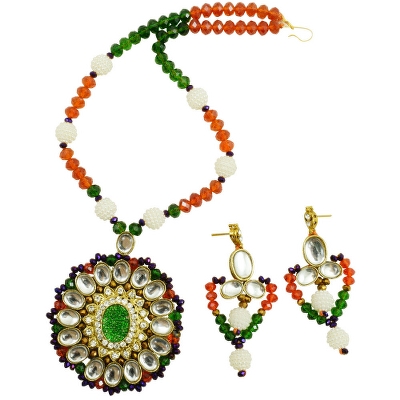 Multi Color Crystal Beads Kundan Necklace