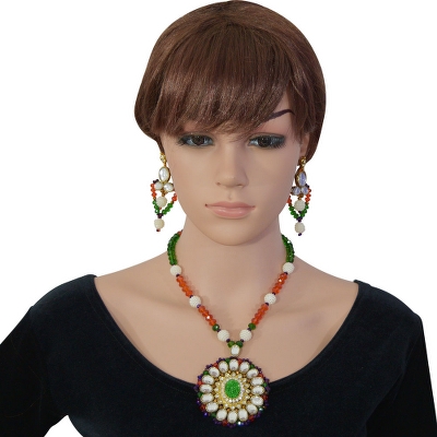 Multi Color Crystal Beads Kundan Necklace