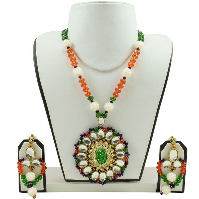 Multi Color Crystal Beads Kundan Necklace