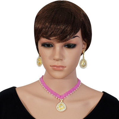 Pink Jeko Moti Diamond Pendant Necklace
