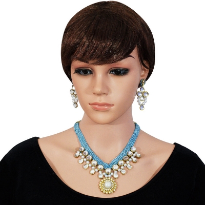 Blue Jeko Moti Kundan Necklace Set
