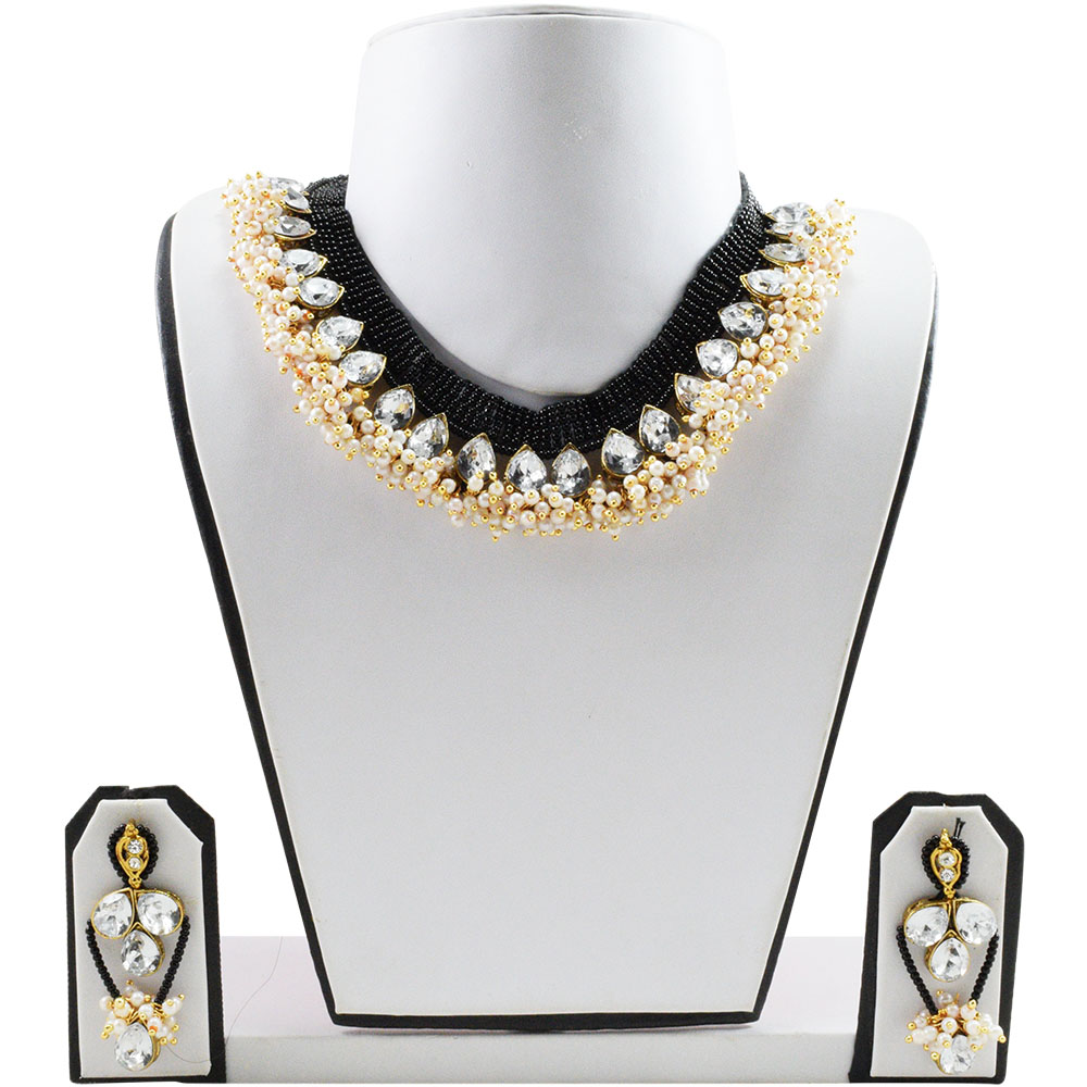 Black Jeko Moti Designer Necklace Set