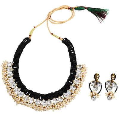 Black Jeko Moti Designer Necklace Set