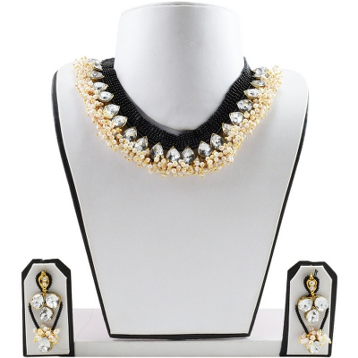Black Jeko Moti Designer Necklace Set