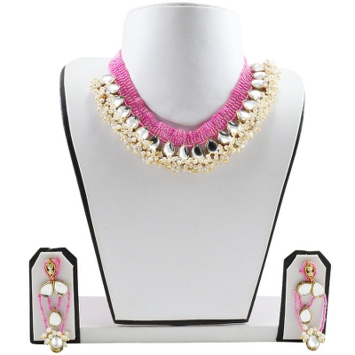Pink Jeko Moti Designer Necklace Set