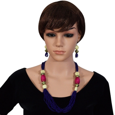 Blue Jeko Moti Antique Beads Necklace Set