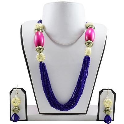 Blue Jeko Moti Antique Beads Necklace Set