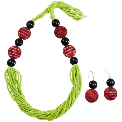 Green Jeko Moti Designer Necklace Set