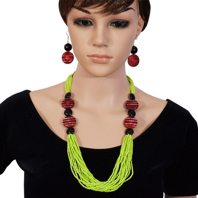 Green Jeko Moti Designer Necklace Set